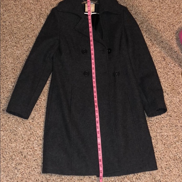Charcoal 80% wool blend long coat size small - Picture 7 of 8